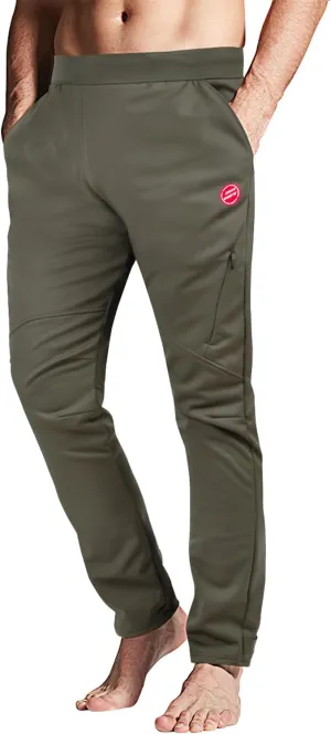 Souke Sports Men's Winter Cycling Pants, Windproof Fleece Thermal Bike Pants, Breathable Athletic Sweatpants for Running