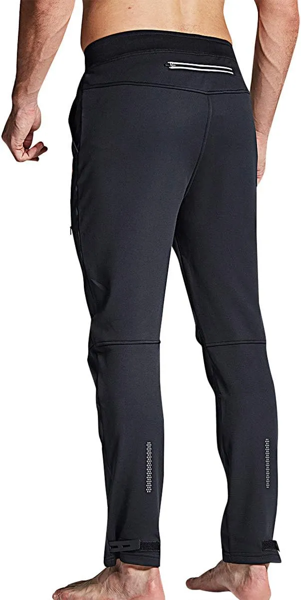 Souke Sports Men's Winter Cycling Pants, Windproof Fleece Thermal Bike Pants, Breathable Athletic Sweatpants for Running