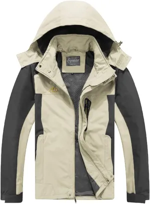 Spmor Men's Outdoor Sports Hooded Windproof Jacket Waterproof Rain Coat