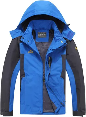 Spmor Men's Outdoor Sports Hooded Windproof Jacket Waterproof Rain Coat