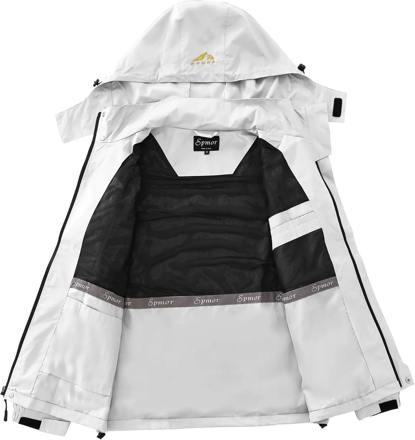Spmor Men's Outdoor Sports Hooded Windproof Jacket Waterproof Rain Coat