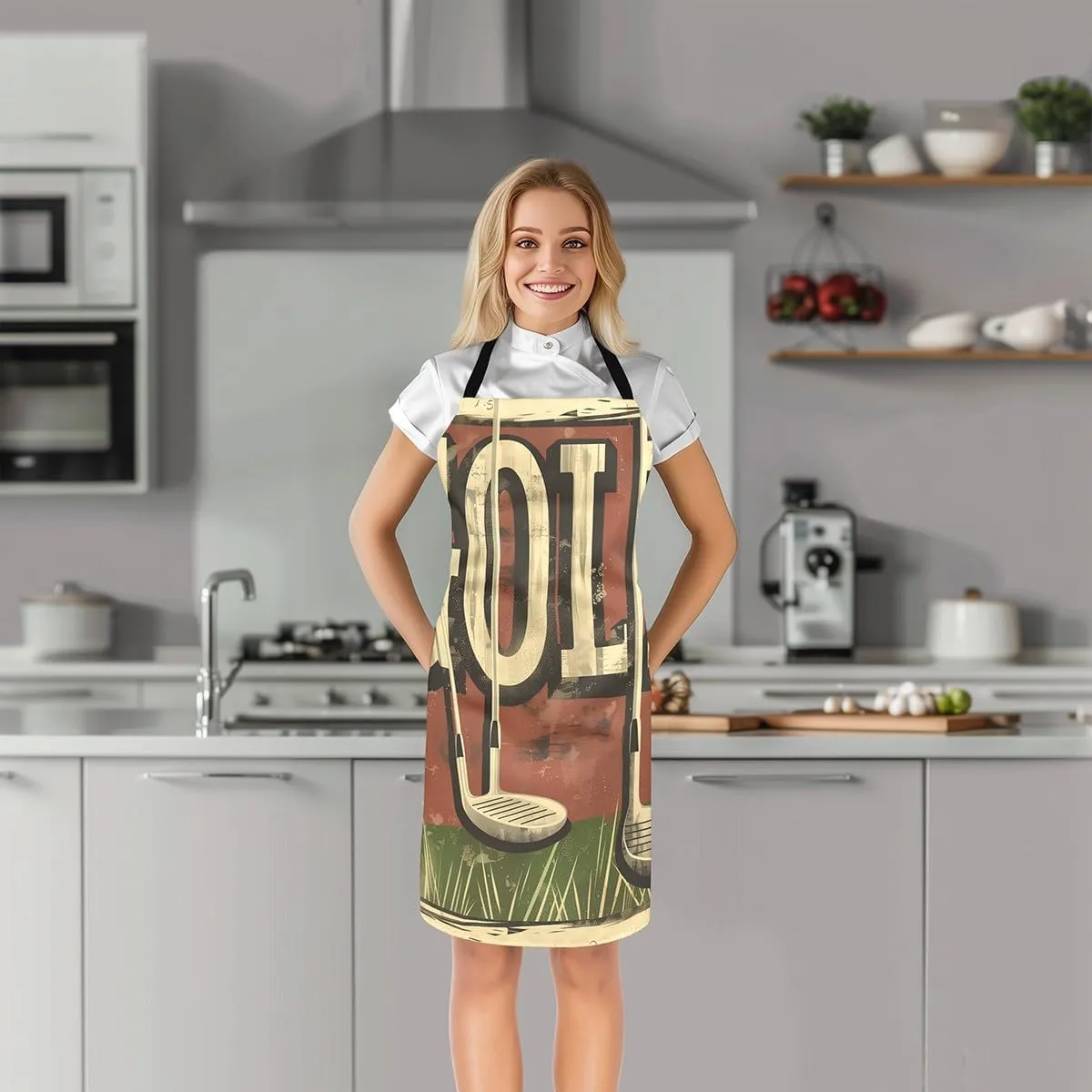Sporting Theme Aprons for Men Women,Fashion Modern Sports Game Waterproof Apron