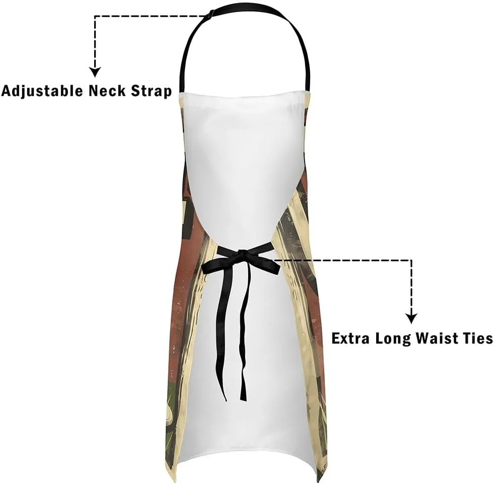 Sporting Theme Aprons for Men Women,Fashion Modern Sports Game Waterproof Apron