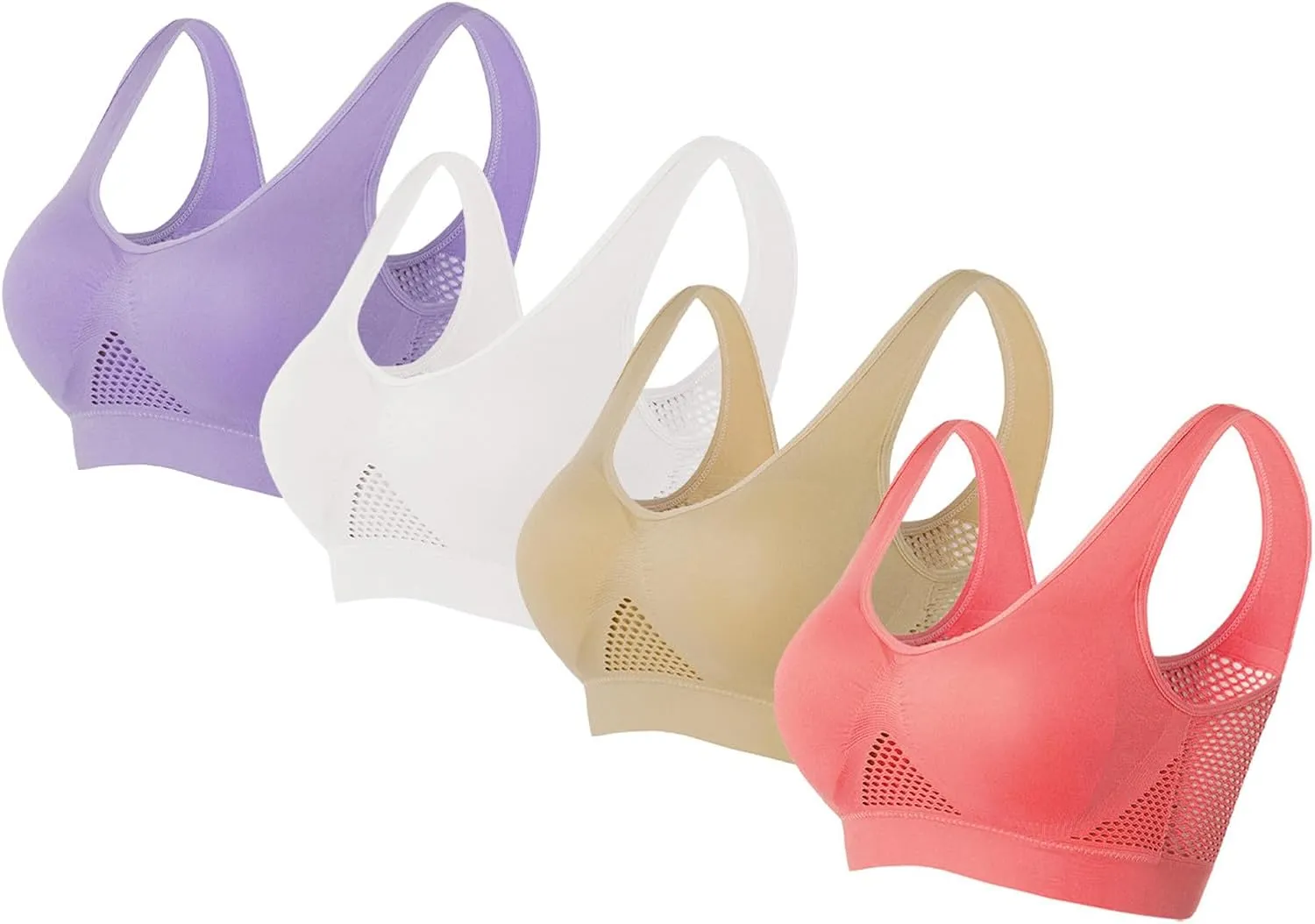 Sports Bras for Women 4 Pack Breathable Air Yoga Bras for Women Seamless Bra for Women Comfortable Gym Workout Bra