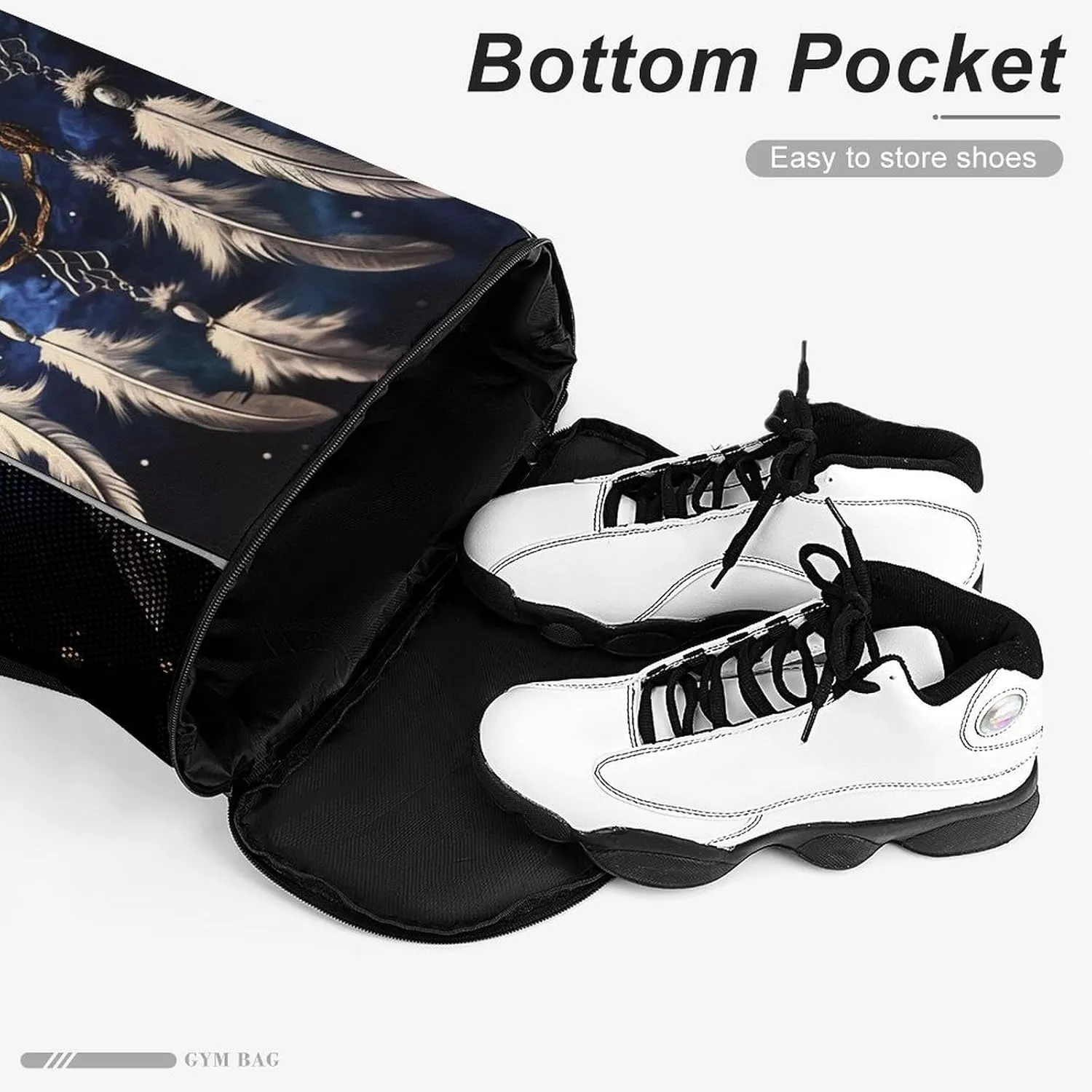 Sports Drawstring Backpack Lightweight Small Gym Bag White Fantasy Dream Catcher Gym Sackpack for Women Men