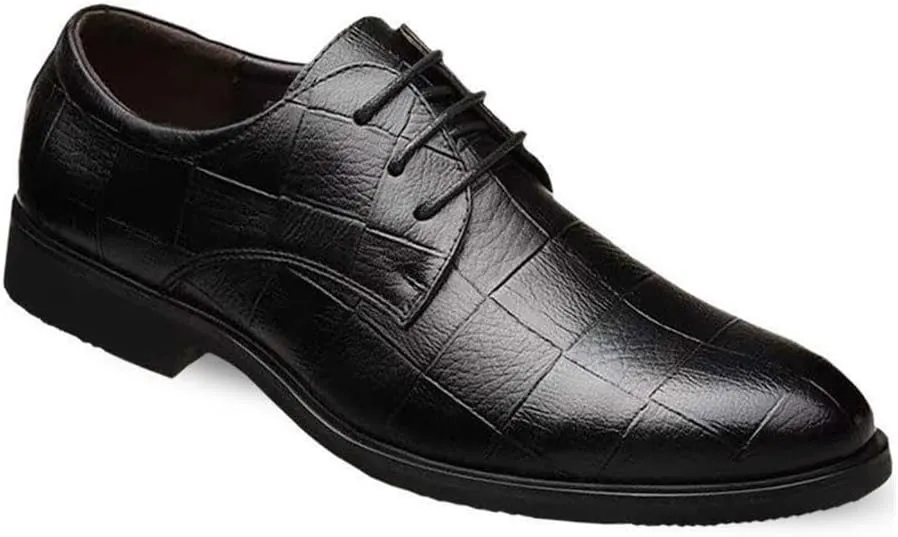 Spring Leather Shoes for Men Business Groomsmen Large Size All-Match Casual Wedding Shoes Oxfords(Brown,7.5)