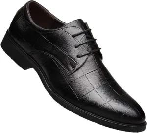 Spring Leather Shoes for Men Business Groomsmen Large Size All-Match Casual Wedding Shoes Oxfords(Brown,7.5)
