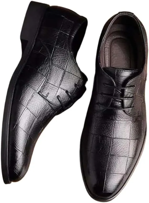 Spring Leather Shoes for Men Business Groomsmen Large Size All-Match Casual Wedding Shoes Oxfords(Brown,7.5)