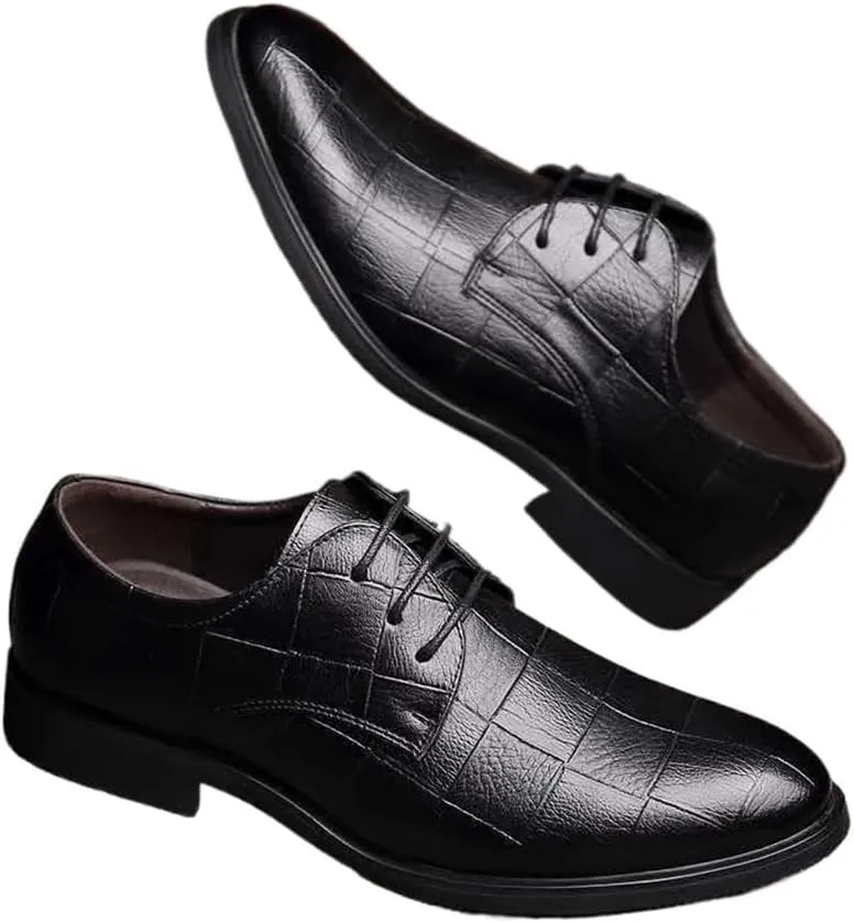 Spring Leather Shoes for Men Business Groomsmen Large Size All-Match Casual Wedding Shoes Oxfords(Brown,7.5)