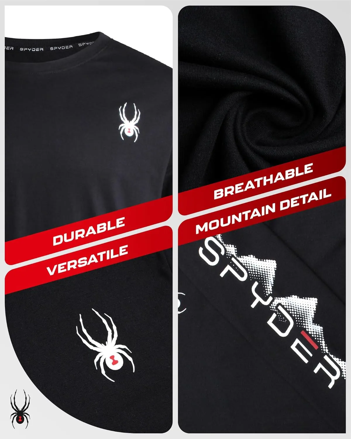 Spyder Men's Long Sleeve Tee Shirts - Mountain Top Printed Crewneck Graphic Tee - Casual Long Sleeve Shirts for Men (S-XXL)