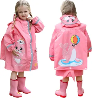 SSAWcasa Rain Poncho Kids, Toddler Girls Boys Rain Jacket Coat with Hood, Children Baby Raincoat Rainwear Gear Outerwear
