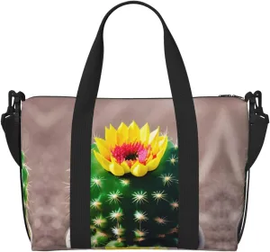SSIMOO Blooming Cactus Print Versatile Travel Duffel Bag,The Companion For Business And Personal Trips, Black