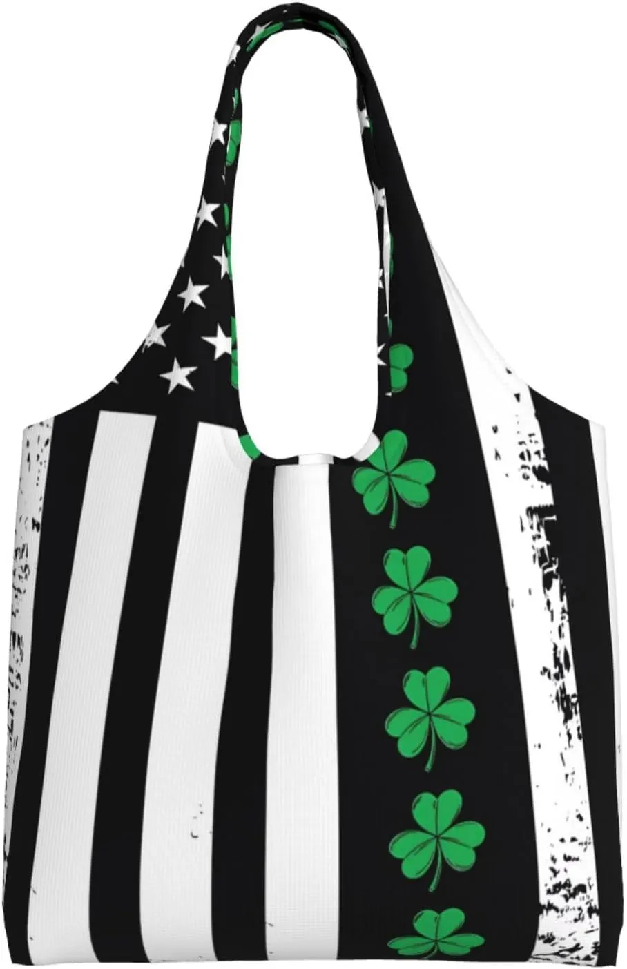St Patricks Day American Flag Canvas Tote Bags Reusable Shopping Bag Handbag for Shopper Beach Gifts
