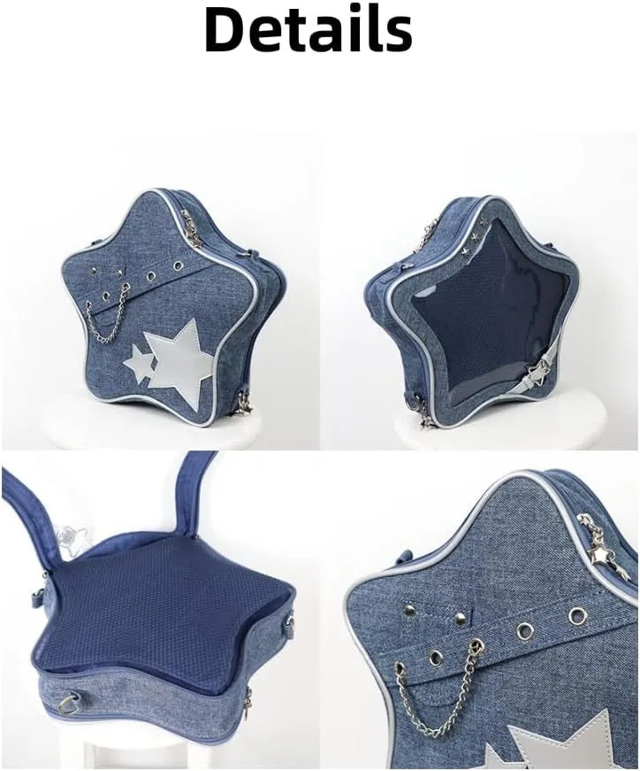 Star Single Shoulder Crossbody Bag Handbag and Purse for Women Ita Bag with Insert Pins Display Backpack (blue-1)