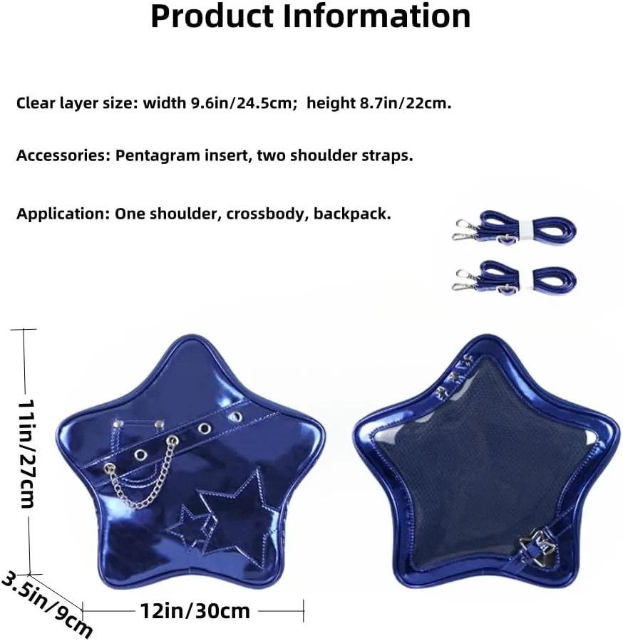 Star Single Shoulder Crossbody Bag Handbag and Purse for Women Ita Bag with Insert Pins Display Backpack (blue-1)