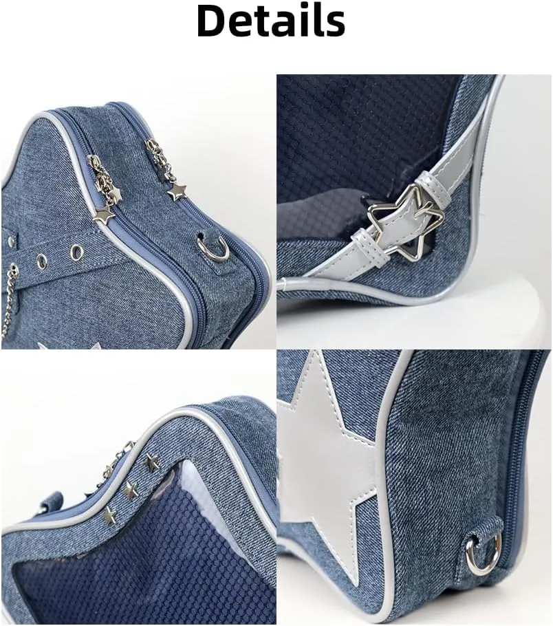 Star Single Shoulder Crossbody Bag Handbag and Purse for Women Ita Bag with Insert Pins Display Backpack (blue-1)