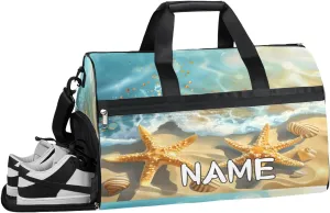 Starfish Beach Summer Backdrop Sports Gym Bag with Wet Pocket & Shoes Compartment Travel Duffel Bag for Women Men Custom Sports Gym Bag Personalized Overnight Stay Weekend Tote Beach Luggage