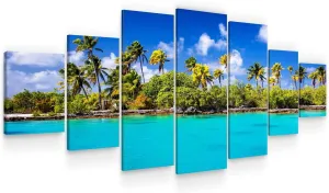 Startonight Huge Canvas Wall Art - Sunny Beach - Large Framed Set of 7 40" x 95"