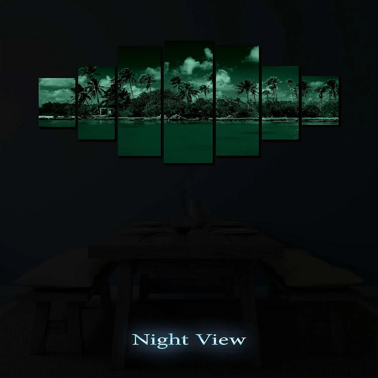 Startonight Huge Canvas Wall Art - Sunny Beach - Large Framed Set of 7 40" x 95"