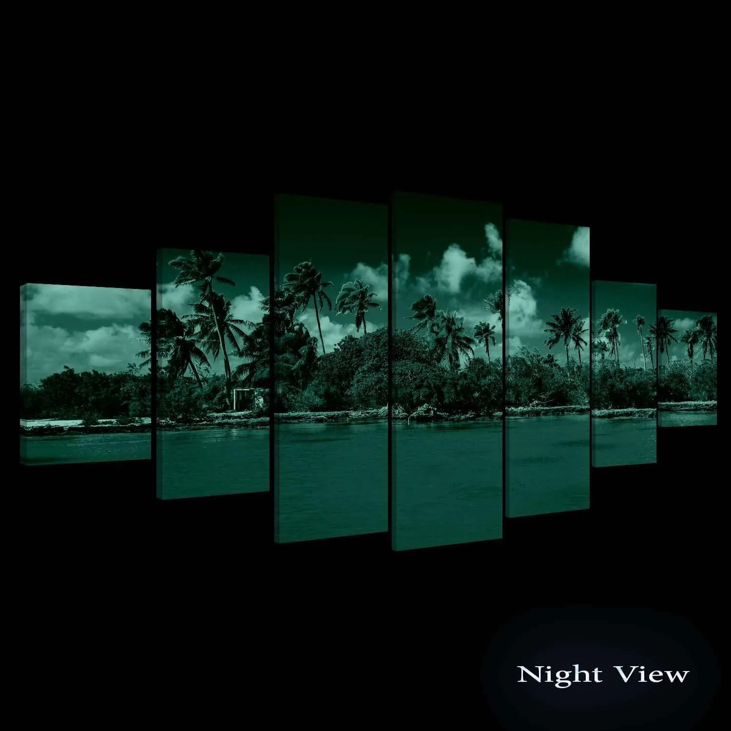 Startonight Huge Canvas Wall Art - Sunny Beach - Large Framed Set of 7 40" x 95"