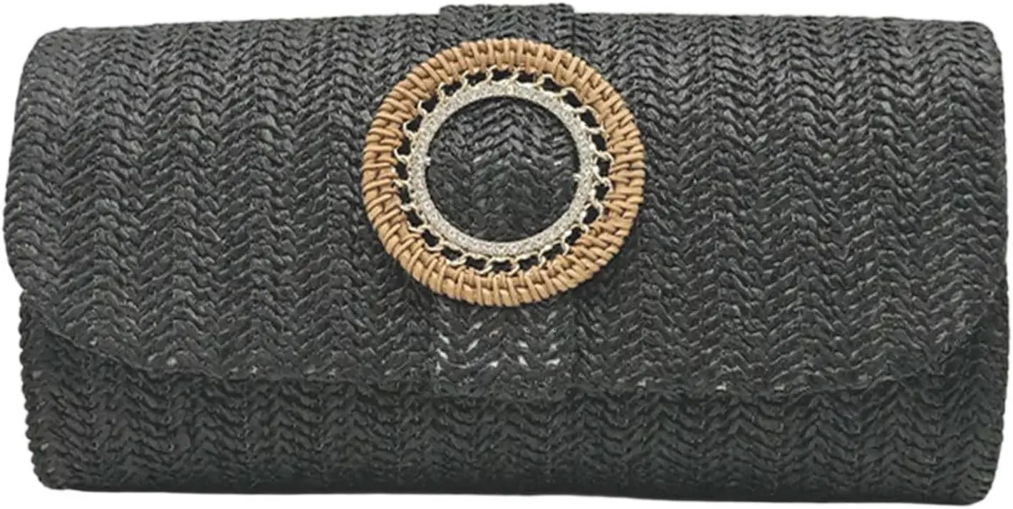 Straw Clutches Purse Women Envelope Bag Straw Crossbody Shoulder Bag Handbag Summers Beach Bag Woven Clutches Handbag