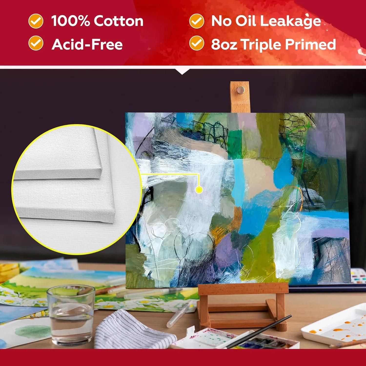 Stretched Canvas for Painting,10Pack 9X12 Inch Stretched White Blank Canvas,8 Oz Triple Primed 5/8" Profile Stretched Canvas,100% Cotton,Canvases for Painting, for Acrylics, Oils