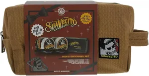 Suavecito Men's Hair Grooming Set OG & Firme (Strong) Hold Pomade, Body Soap, Large Deluxe Comb & Sand Canvas Bag