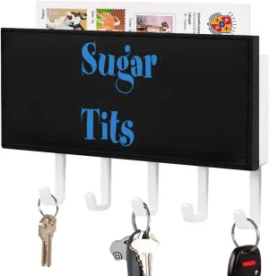 Sugar Tits Novelty Key Holder Funny Keys Hook Mail Organizer Hanging Rack Decor with 5 Hooks for Wall