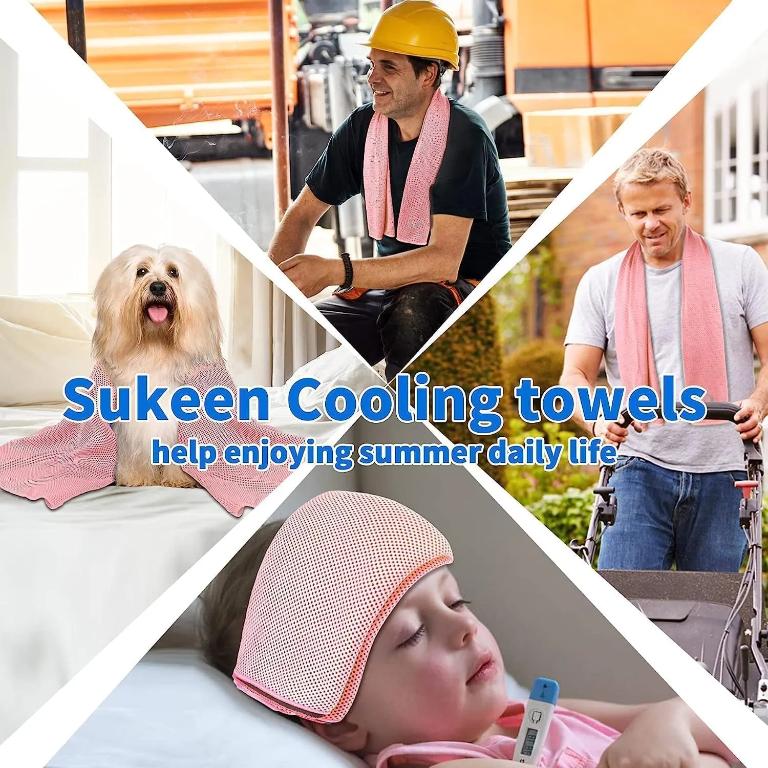 Sukeen Cooling Towel (40"x12"), Ice Towel Sets,Soft Breathable Chilly Towel,Microfiber Towel for Yoga,Sport,Running,Gym,Workout,Camping,Fitness,Workout & More Activities, 6 Pack