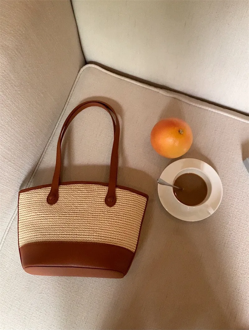 Summer Woven Simple Beach Large Capacity Handbags