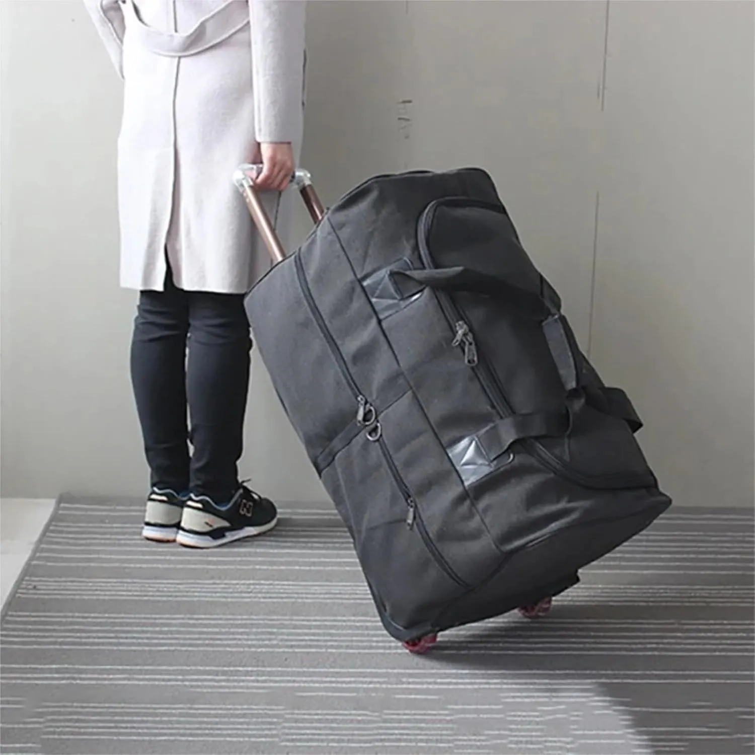 Super Large Capacity Trolley Travel Bag International Study Abroad Long-distance Luggage Lightweight Canvas Trolley Suitcase Bag Luggage Sets(Green,26Inches 650mm)