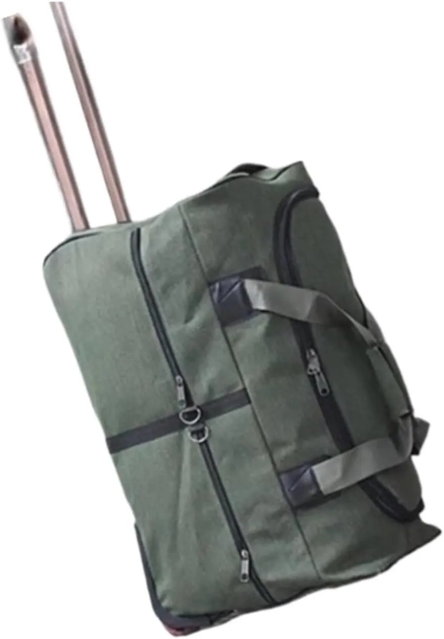 Super Large Capacity Trolley Travel Bag International Study Abroad Long-distance Luggage Lightweight Canvas Trolley Suitcase Bag Luggage Sets(Green,26Inches 650mm)