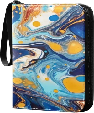 Swirling Colorful Card Binder 4-Pocket, 400 Pockets Trading Cards Holder Games Card Albums Storage Organizer Case for Football, Baseball Cards