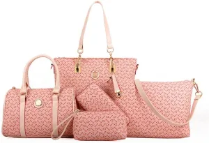 Synthetic PU Leather Tote for Women Satchel Crossbody Hobo 6PCS Simple Arrow Pattern Shoulder Messenger Handbags