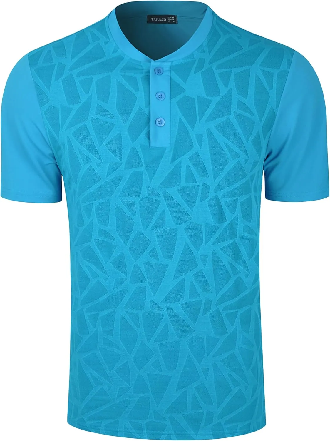 TAPULCO Collarless Golf Shirts for Men Quick Dry Color Block Breathable Soft Athletic Casual Daily T-Shirts