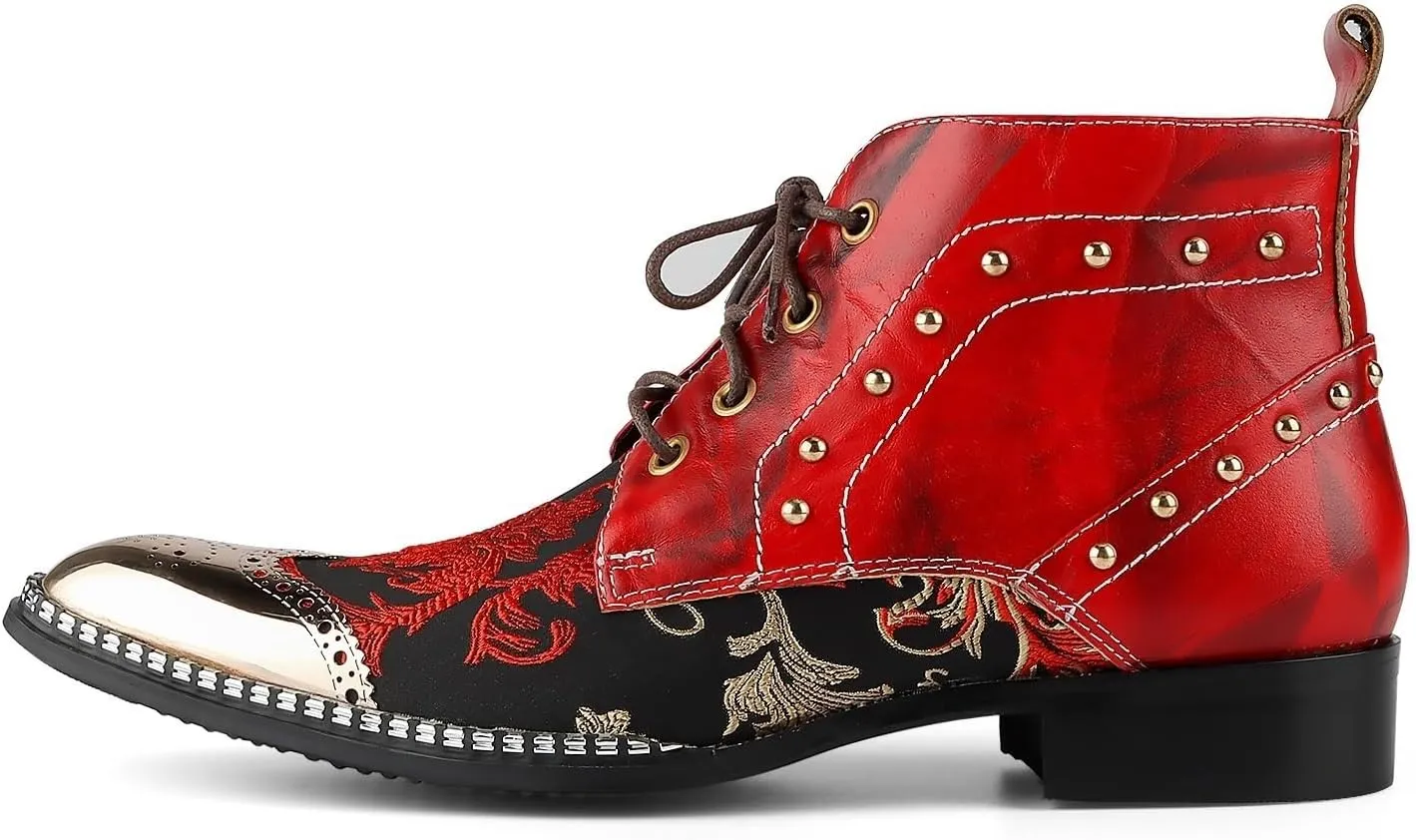 TAYGUM Ankle Boots for Men Holiday Show Party Club Business for Office The First Layer of Cowhide Genuine Leather(5US)
