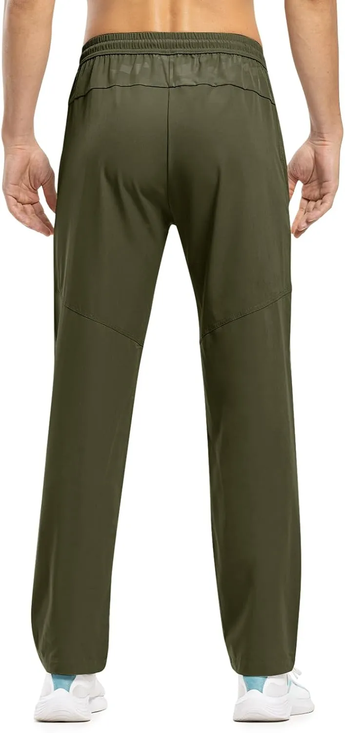 TBMPOY Men's Lightweight Hiking Travel Pants Breathable Athletic Fishing Active Joggers Zipper Pockets