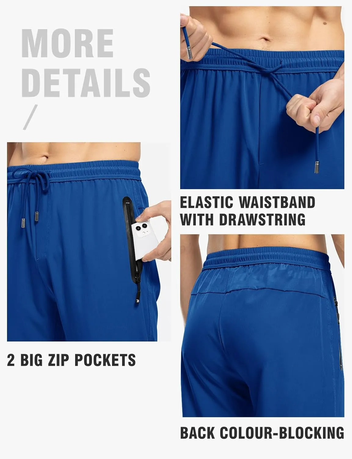 TBMPOY Men's Lightweight Hiking Travel Pants Breathable Athletic Fishing Active Joggers Zipper Pockets