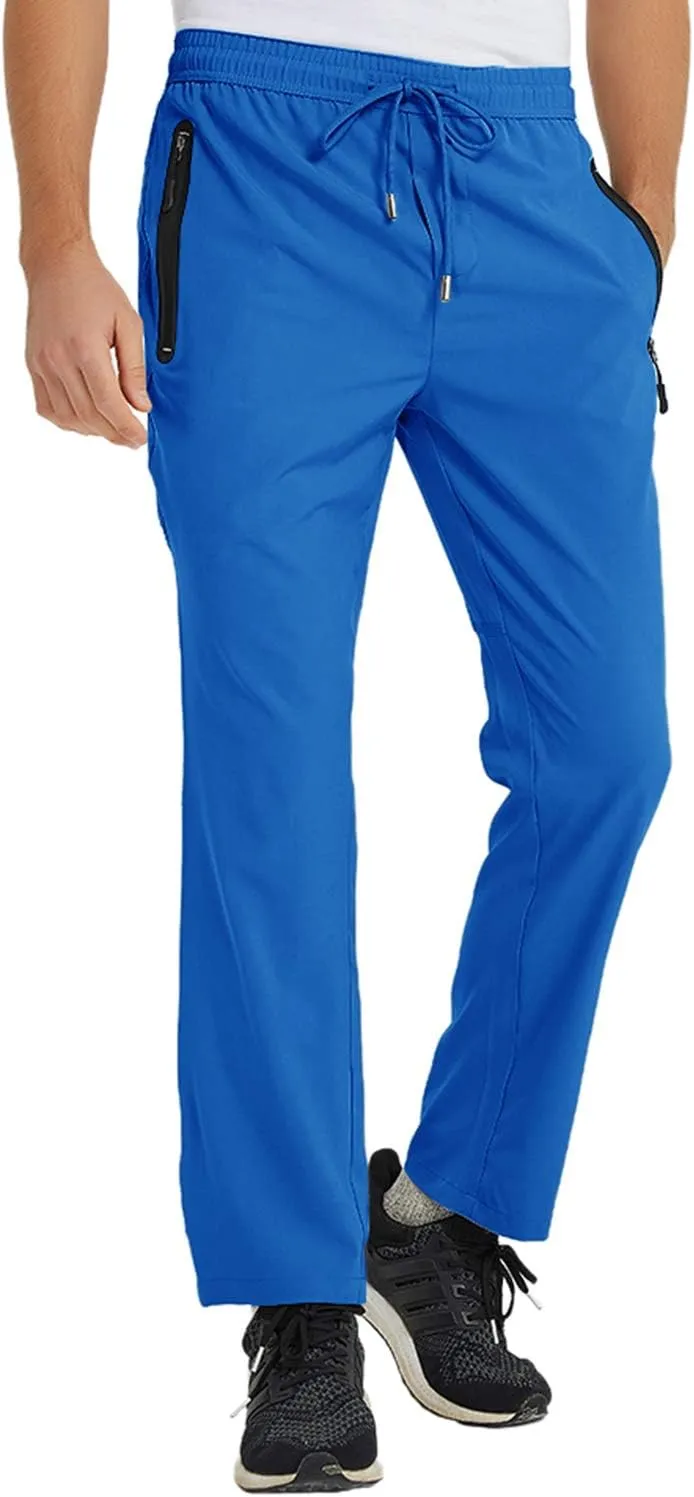 TBMPOY Men's Lightweight Hiking Travel Pants Breathable Athletic Fishing Active Joggers Zipper Pockets