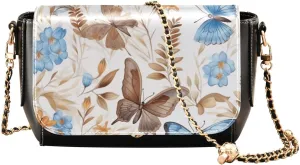 Tea and Lemons on Black Shoulder Bag with Pockets, Women's Crossbody Bags, Leather Bag for Women Crossbody