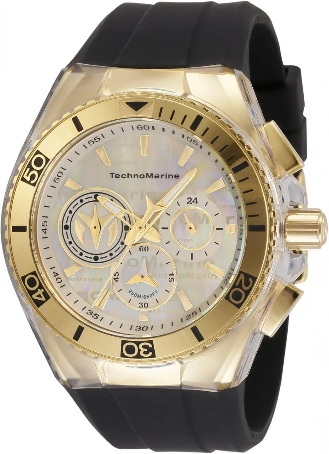 TechnoMarine Men's Cruise California StainlessSteel Quartz Watch with Silicone Strap, Black, 29.1 (Model: TM120026) (One Size, Multicolored)