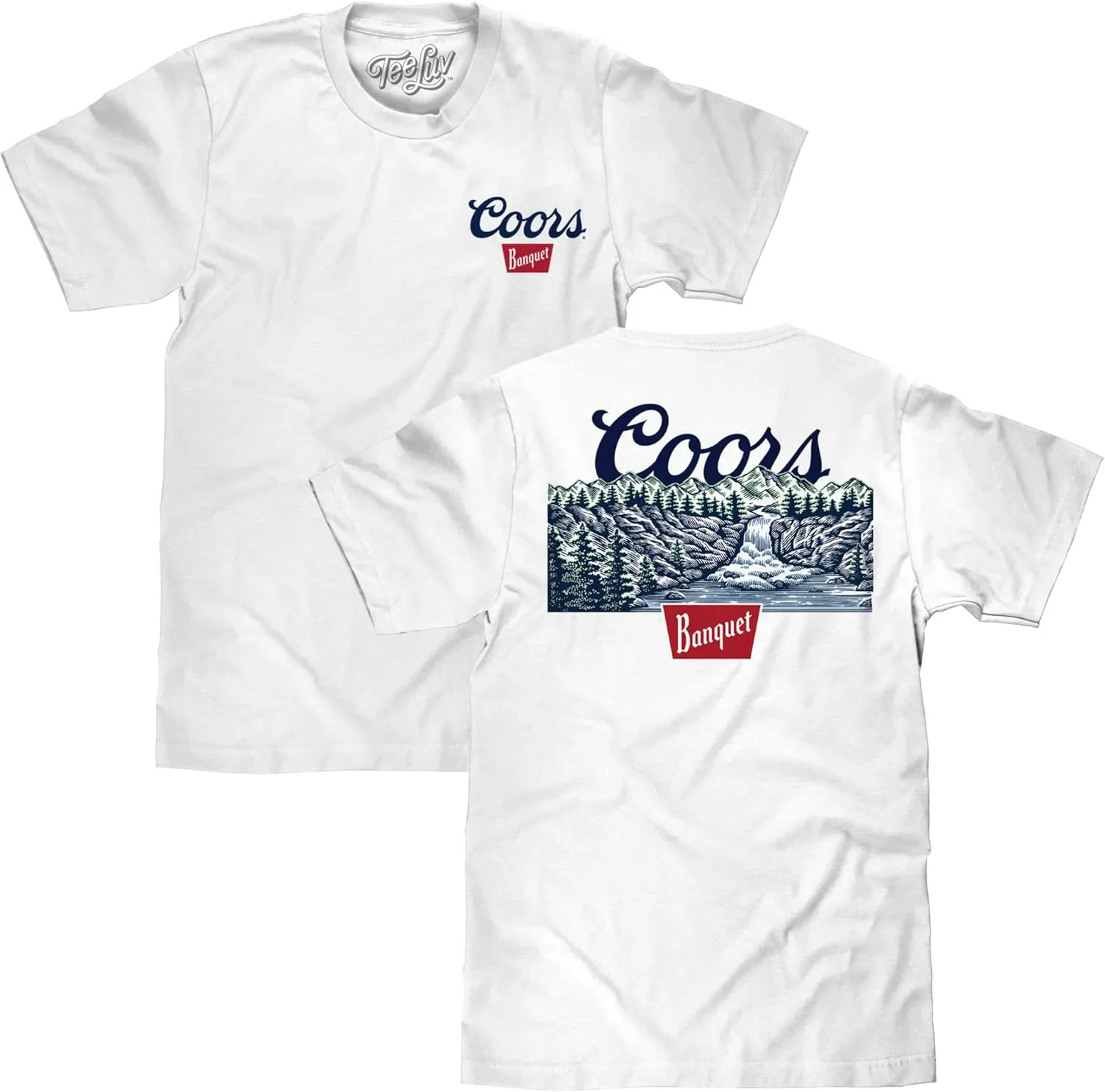 Tee Luv Men's Coors Banquet Beer Shirt - Coors Waterfall Graphic T-Shirt