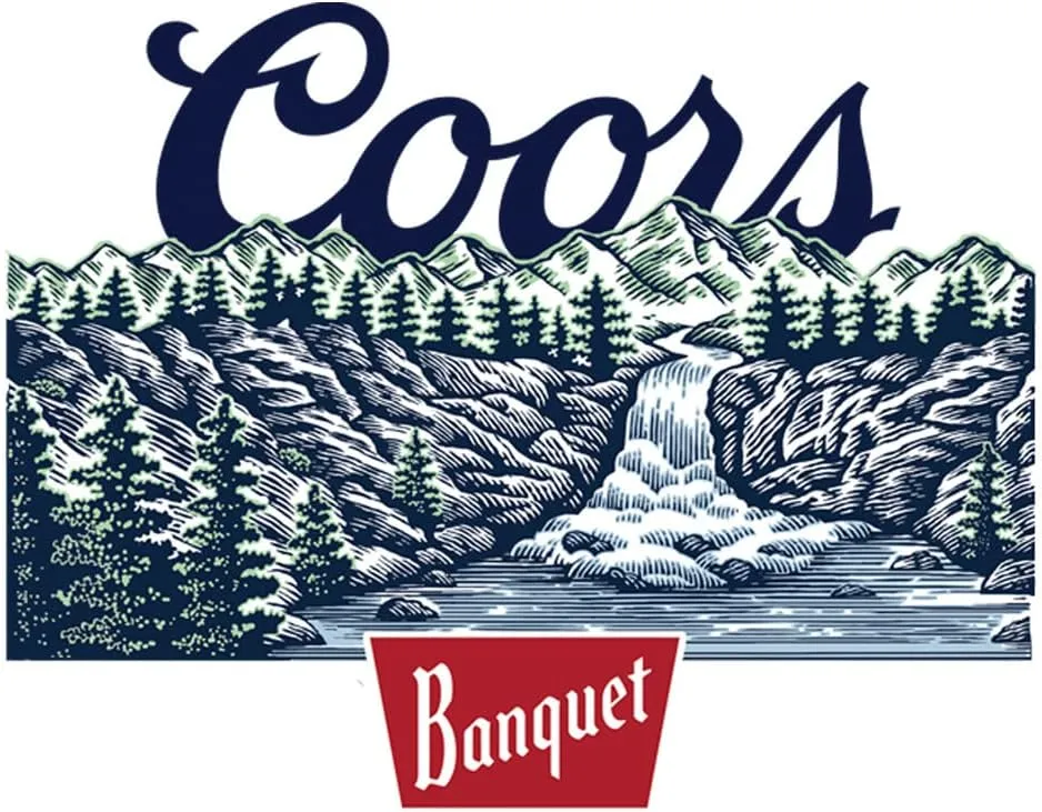 Tee Luv Men's Coors Banquet Beer Shirt - Coors Waterfall Graphic T-Shirt