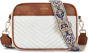 Telena Crossbody bags for Women Trendy Quilted Crossbody Bag Faux Leather Purse with Wide Strap