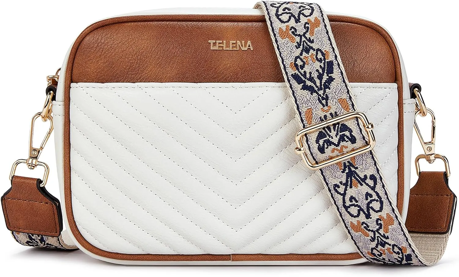 Telena Crossbody bags for Women Trendy Quilted Crossbody Bag Faux Leather Purse with Wide Strap