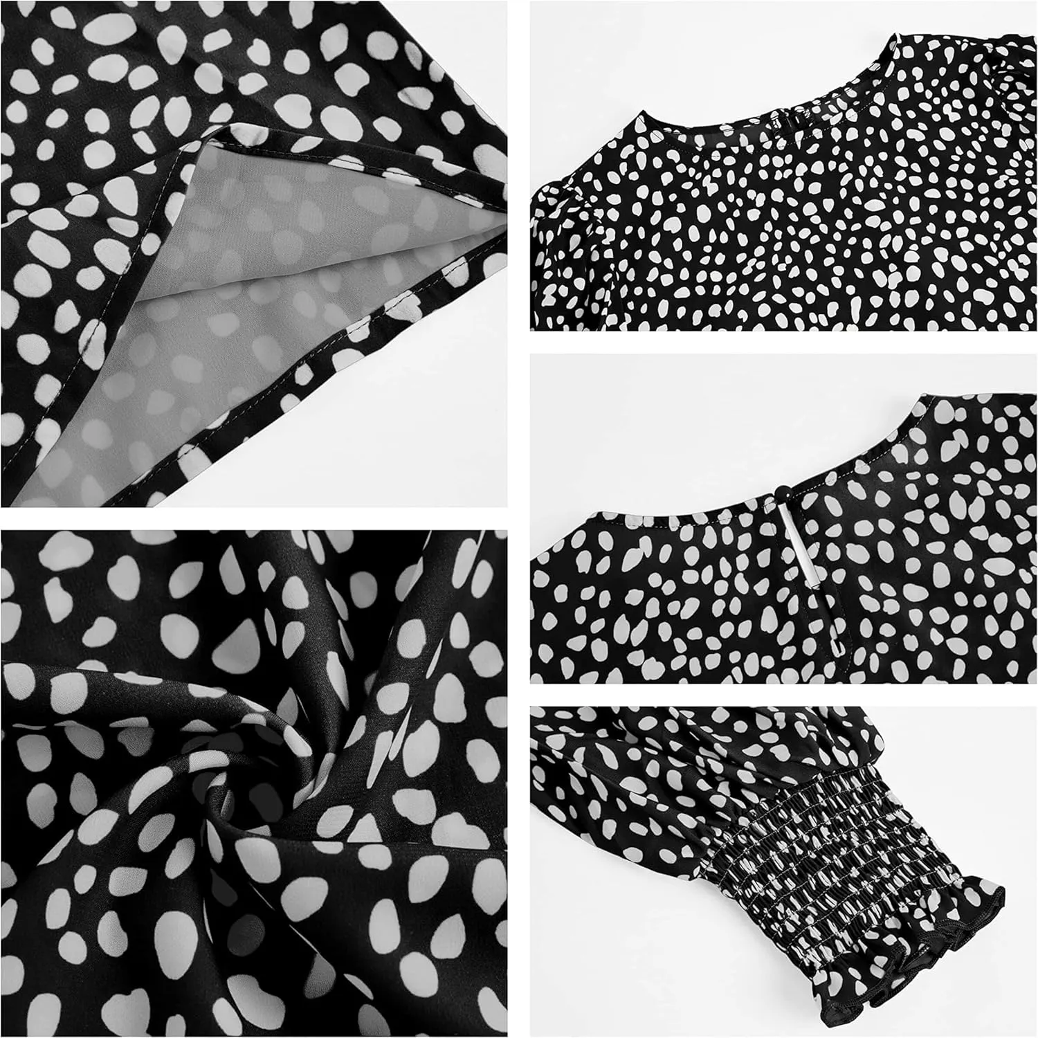 Teurkia Women's Polka Dot 3/4 Sleeve Blouse Tops Ladies Casual Office Work Crew Neck T-Shirt