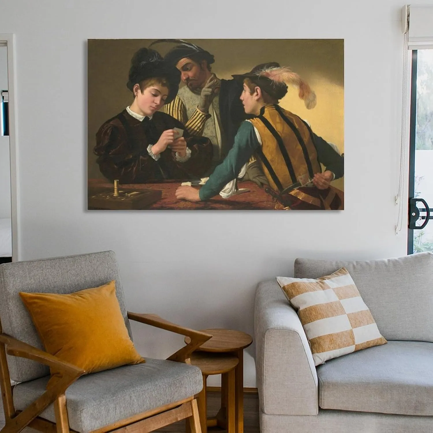 The Cardsharps by Michelangelo Merisi Da Caravaggio, Art Poster Art Poster Canvas Painting Decor Wall Print Photo Gifts Home Modern Decorative Posters Framed/Unframed 08x12inch(20x30cm)