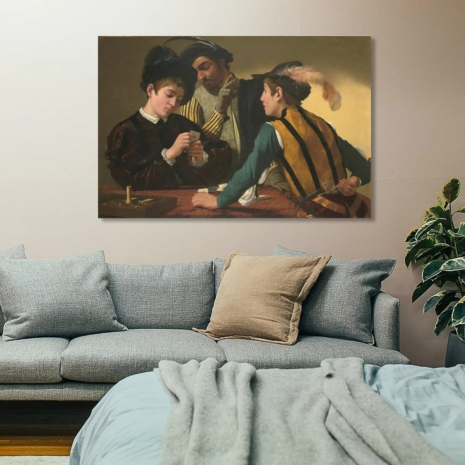 The Cardsharps by Michelangelo Merisi Da Caravaggio, Art Poster Art Poster Canvas Painting Decor Wall Print Photo Gifts Home Modern Decorative Posters Framed/Unframed 08x12inch(20x30cm)