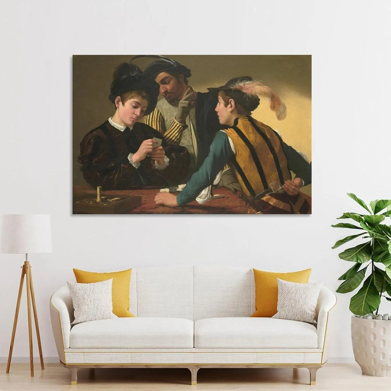 The Cardsharps by Michelangelo Merisi Da Caravaggio, Art Poster Art Poster Canvas Painting Decor Wall Print Photo Gifts Home Modern Decorative Posters Framed/Unframed 08x12inch(20x30cm)