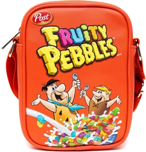 The Flintstones Bag, Crossbody, Fruity Pebbles Fred and Barney Cereal Box Replica, Bright Red, Vegan Leather